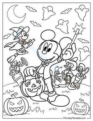 Mickey Mouse Halloween Coloring Page