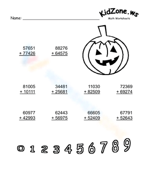 Five-Digit Addition Worksheet
