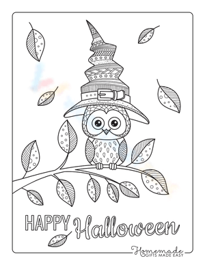 Cute Owl Halloween Coloring Page