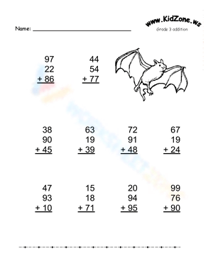 Fun Halloween Addition Worksheet with Bats
