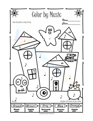 Halloween Color by Music Worksheet