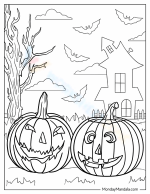 Halloween Jack-o'-lanterns Coloring Page