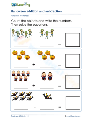 Halloween Addition and Subtraction Worksheet