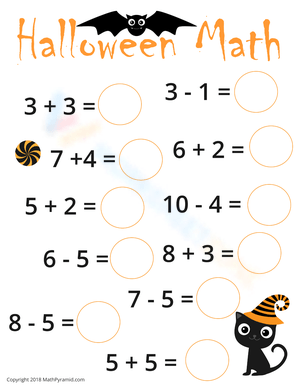 Bats Halloween Addition Subtraction Worksheet
