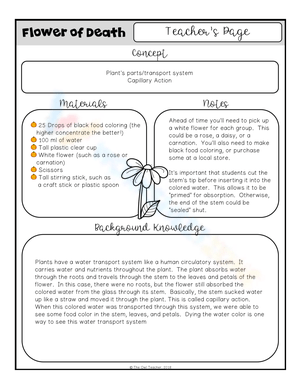 Flower of Death Science Activity Worksheet