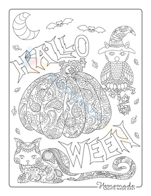 Halloween Cat, Pumpkin, and Owl Worksheet