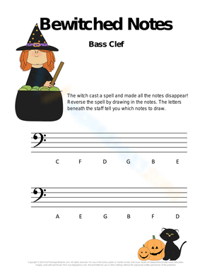 Bewitched Notes Music Worksheet