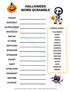 Spooky Fun with Halloween Word Scramble!