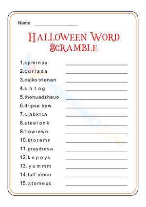 Engaging Halloween Word Scramble Worksheet
