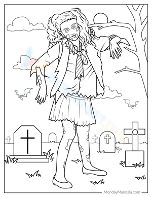 Brain-Eating Zombie Coloring Page!