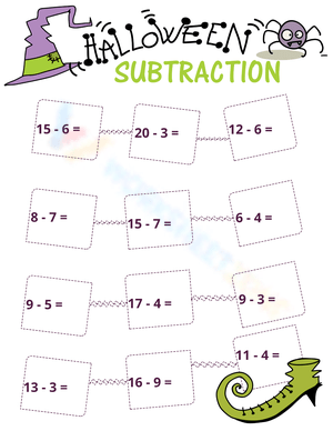 Subtraction Halloween Math Worksheet!