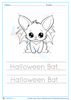 Halloween Bat Handwriting and Coloring
