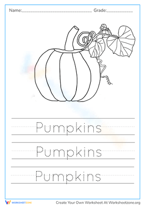 Pumpkin Handwriting and Coloring Page
