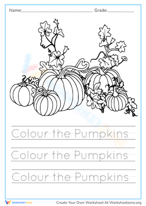 Colour the Pumpkins! Handwriting and Coloring