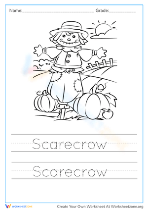 Scarecrow Handwriting and Coloring Page