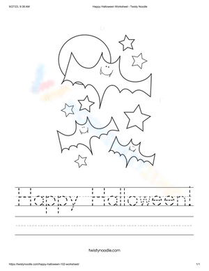 Happy Halloween Handwriting — Printable Grade K-1 Worksheet