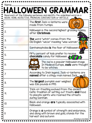 Halloween Grammar: Parts of Speech Fun!