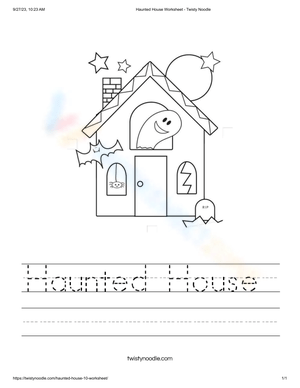 Haunted House Handwriting and Coloring