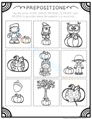 Grade 1 Prepositions — Printable No-Prep Worksheet