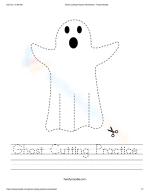 Ghost Cutting and Tracing Practice Worksheet