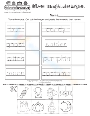 Halloween Tracing Activities Worksheet for Kids