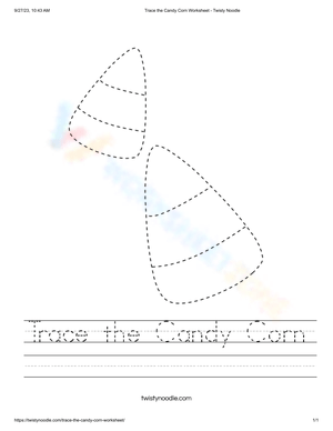Trace The Candy Corn Worksheet
