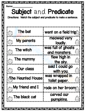 Halloween Subject and Predicate | Essential Grade 1-2