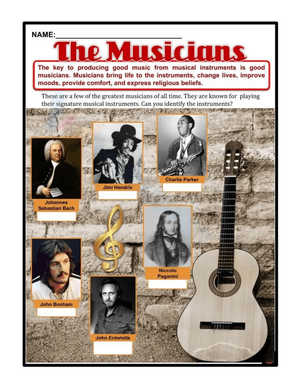 The Musicians Worksheet for Music Education