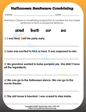 Printable Sentence Combining Worksheet | Grade 1-2