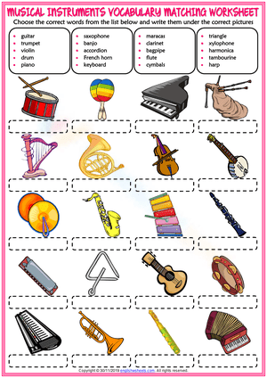 Musical Instruments Worksheet for Education