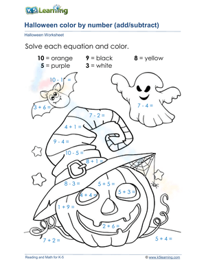Halloween Color by Number Worksheet