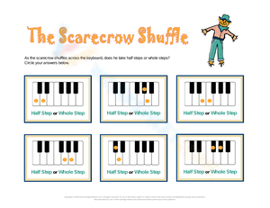Halloween Music Worksheet: Half & Whole Steps