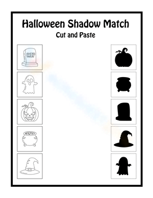 Halloween Shadow Match Activities Worksheet
