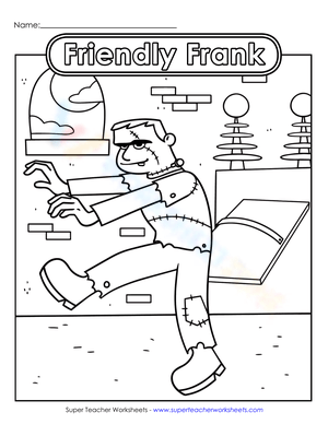 Friendly Frank Halloween Coloring Page
