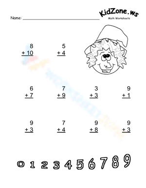 Vertical Addition Practice from 0 to 10