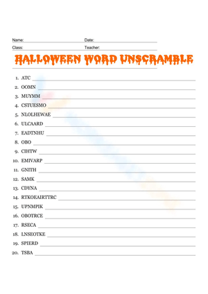 Halloween Word Unscramble Challenge