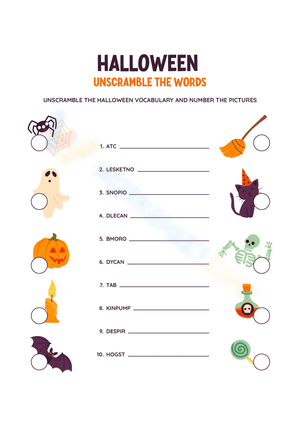 Halloween Unscramble the Words