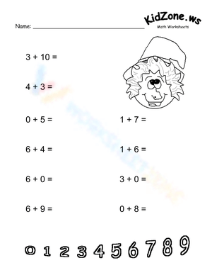 Horizontal Addition Practice from 0 to 10