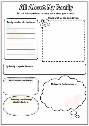 Grade 1-3 Family Roles — Printable No-Prep Worksheet