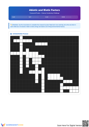 Abiotic vs. Biotic Factors Crossword