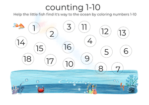 Underwater Fish Path Counting 1-10 Worksheet