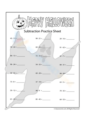 Practice Halloween Subtraction Skills