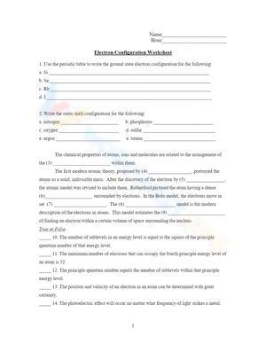 Electron config worksheet