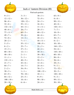Halloween Division Worksheet