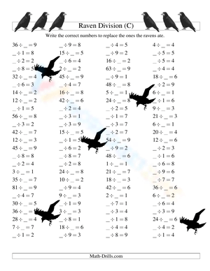 Raven Division Worksheet