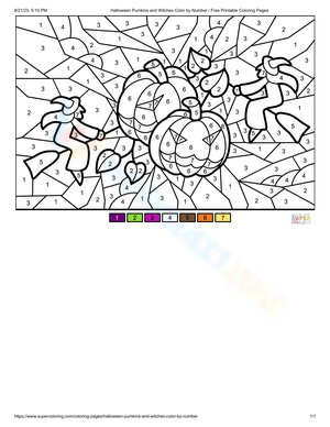Halloween Color by Number: Pumpkins and Witches