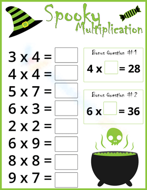 Witch Multiplication Worksheet