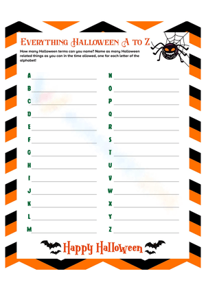Everything Halloween: A to Z Worksheet