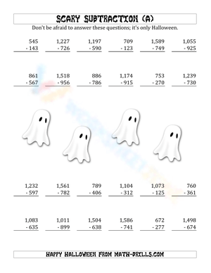 Halloween Fun: Scary Subtraction Worksheet