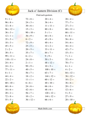 Carve Up Math: Jack-O-Lantern Division
